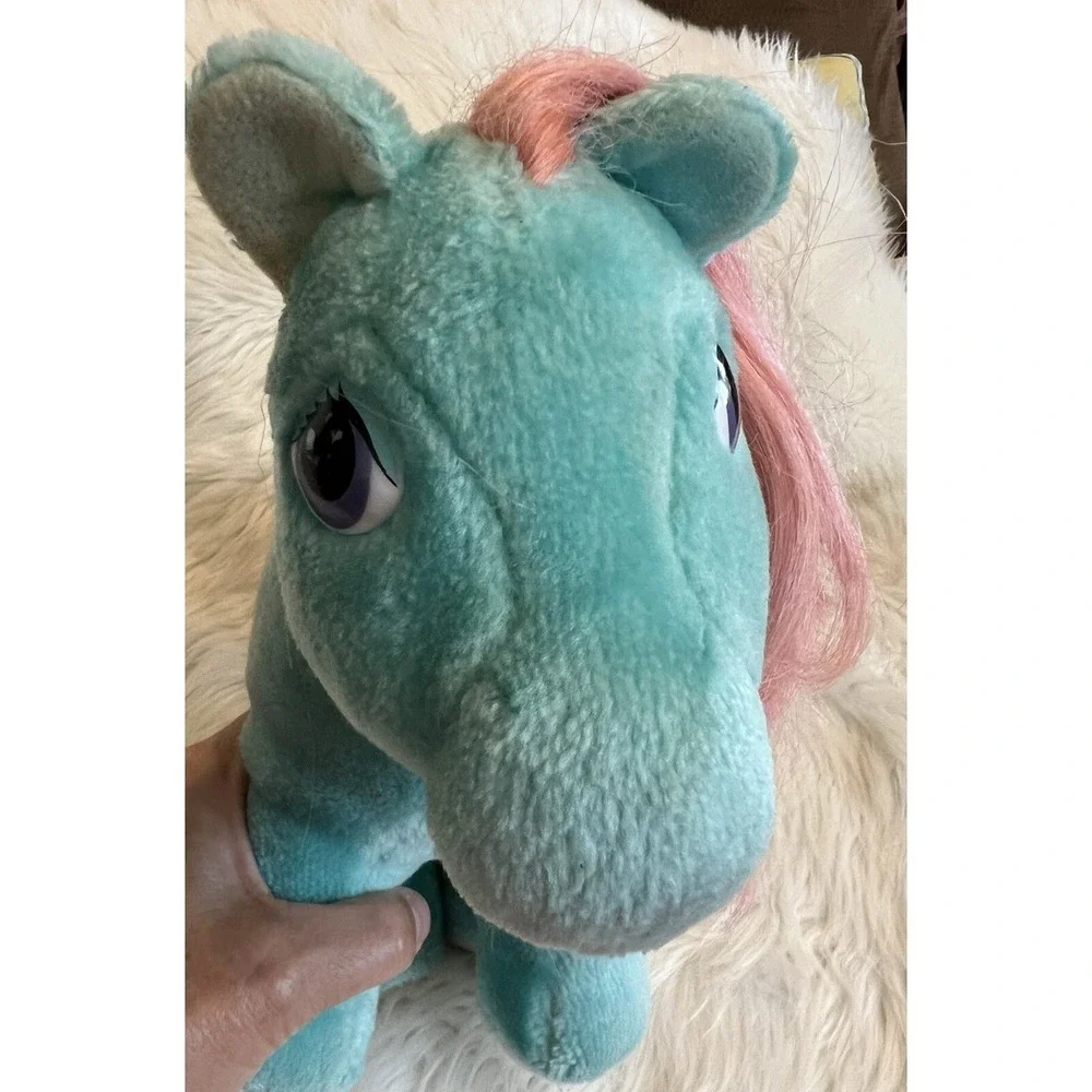 Vintage My Little Pony G1 Bow Tie Plush Hasbro Softies Turquoise Pink Horse 80s
